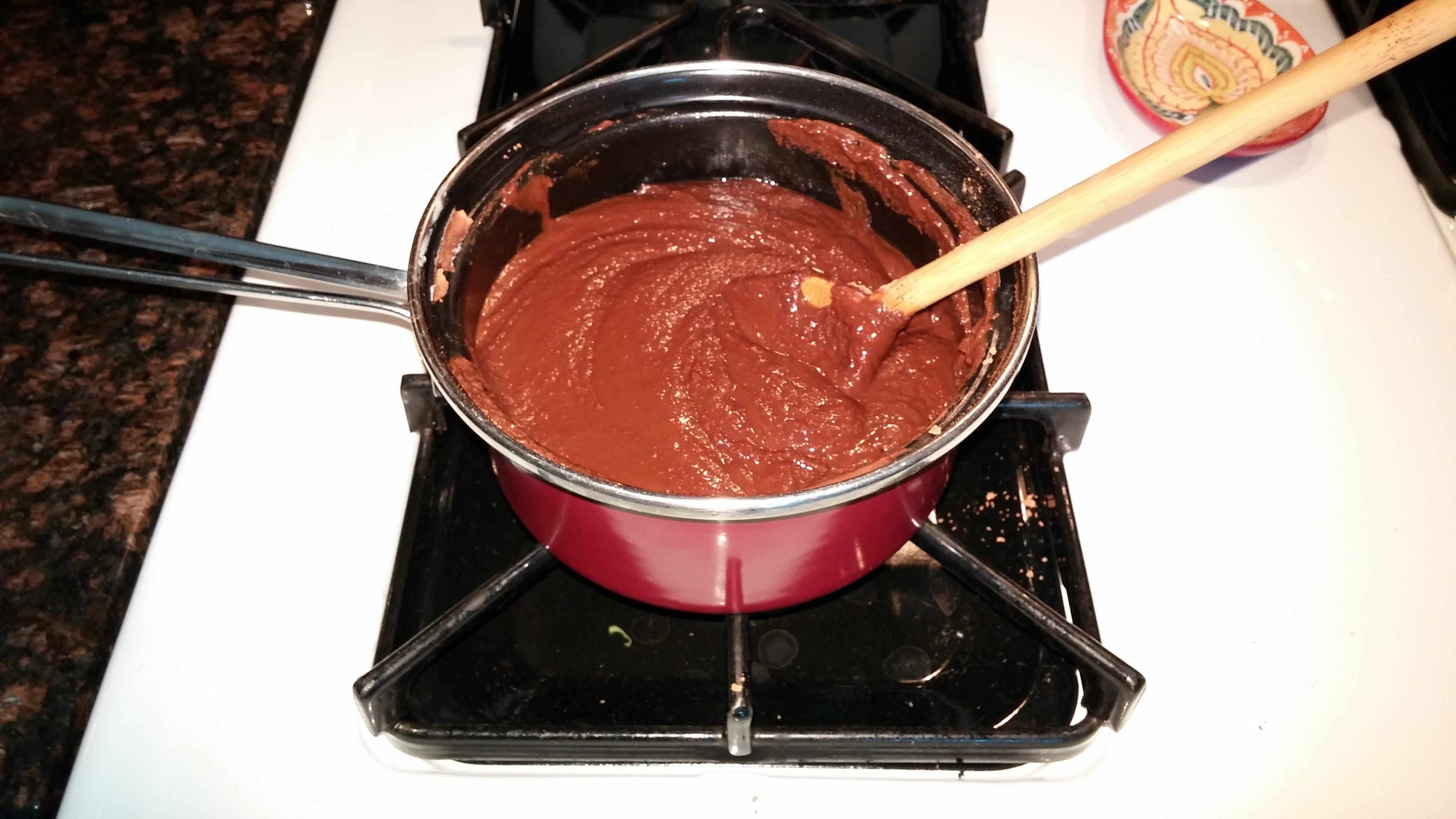 Coconut Fudge Bite Mixture on Stove