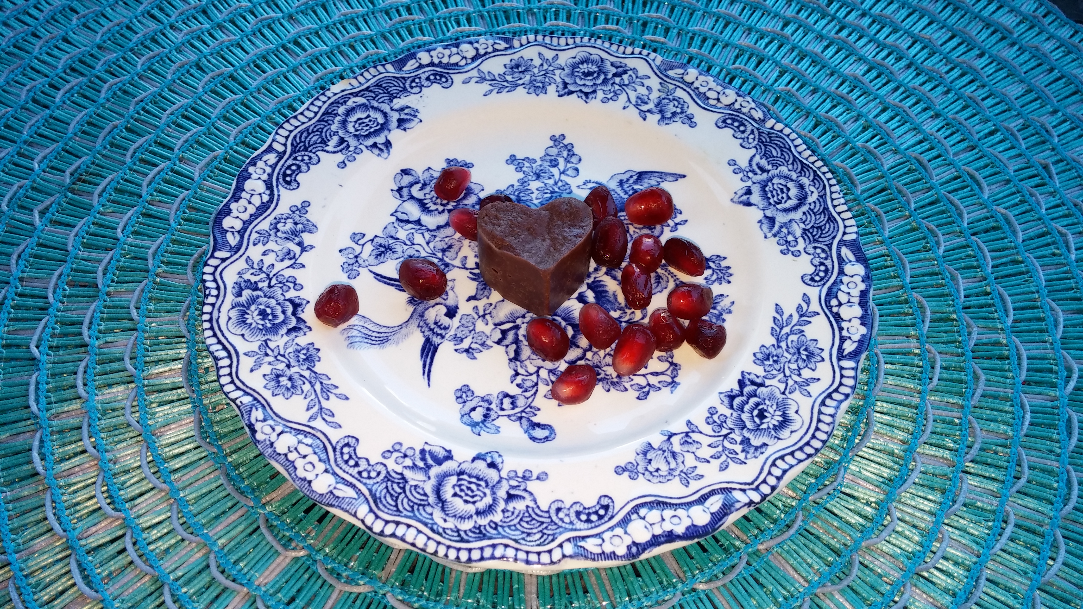 Coconut Cocoa Fudge Bites with Pomegranates