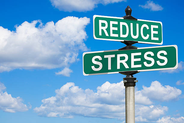 Reduce Stress Street Sign. With blue sky